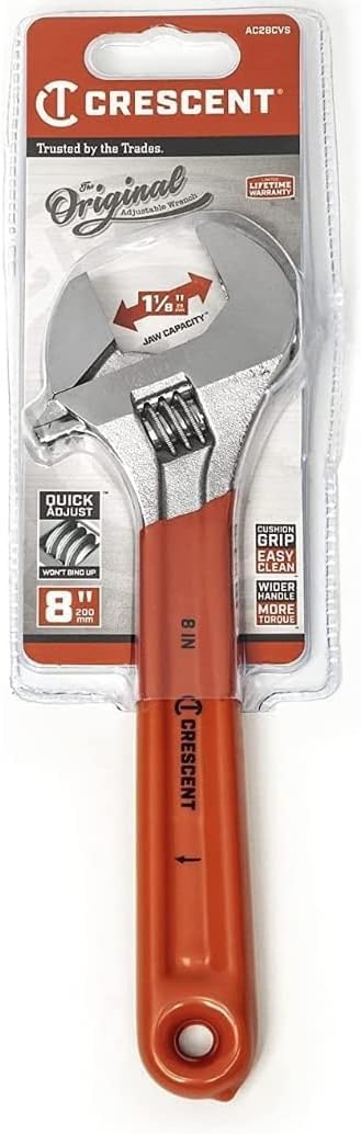 Crescent 8" Cushion Grip Adjustable Wrench - Carded - AC28CVS