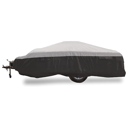 Camco 12-14-Ft ULTRAGuard Pop-Up Camper/RV Cover - Features Covered Air Vents & Cinching Straps - Crafted of Spunbond Polypropylene - Includes Storage Bag for RV Storage and Organization (45763)