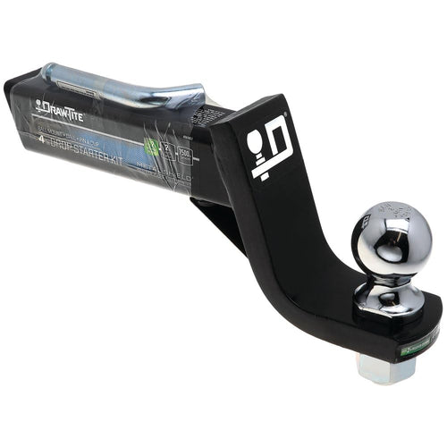 Trailer Hitch Draw-Tite 40644 Ball Mount Starter Kit, Fits 2 Inch Square Receiver, 4 Inch Drop, 7,500 lbs. Capacity, Includes 2-Inch Trailer Ball and Pin & Clip, Black
