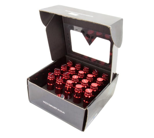 700 Series NRG M12 X 1.25 Steel Lug Nut w/Dust Cap Cover Set 21 Pc w/Locks & Lock Socket - Red