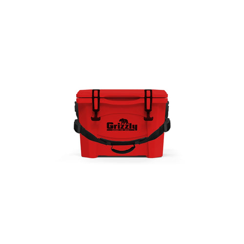 15 Cooler Grizzly | 15 qt Ice Chest Durable Rotomolded Insulated | Made in USA | Warranty for Life | For Beach Boat Camping Fishing Hunting | G15 | Red