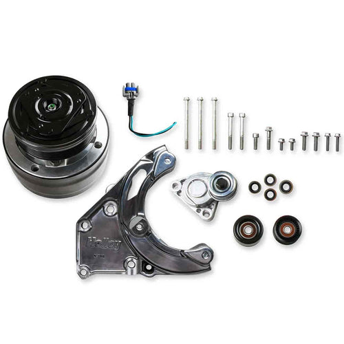 Holley LS A/C Accessory Drive Kit 20-140P - Includes R4 A/C Compressor, Tensioner, & Pulleys-Polished