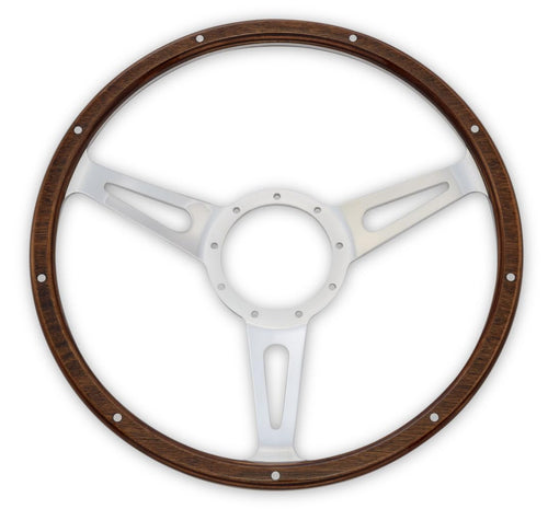 Corso Feroce Scott Drake GT350 Style 9 Hole Genuine Wood & Aluminum 15" Steering Wheel, Compatible with 1965-1973 Ford Mustang, Model S1MS-3600-WG