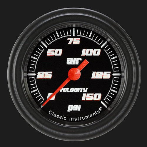 Velocity Classic Instruments Black VS118BBLF 2-1/8" Air Pressure Gauge 150 PSI Electric
