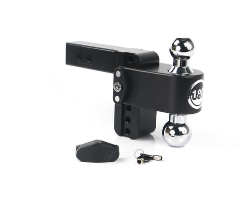 Weigh Safe 4" Drop CTB42CERBLA, 180 Hitch w/ 2" Shank/Shaft, Adjustable Aluminum Trailer Hitch & Ball Mount, Chrome Plated Combo Ball (2" & 2-5/16") & a Double-pin Key Lock CERAKOTE Black