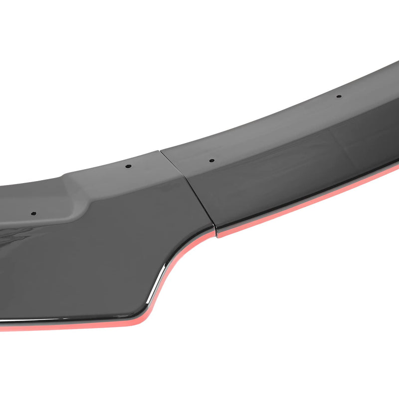 Glossy Black Spec-D Tuning Red Trim Front Bumper Lip Spoiler Splitter Kit 3PC Compatible with 2016-2018 Honda Civic Sedan