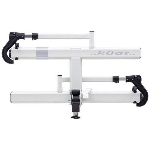 KUAT 2.0 Sherpa Durable Lightweight Aluminum Compact 2 Bike Transporting Hitch Rack with Cable Lock & Foldable Tire Cradles | Capacity - 40 Lbs per Tray, Pearl & Silver Anodize, 1.25"