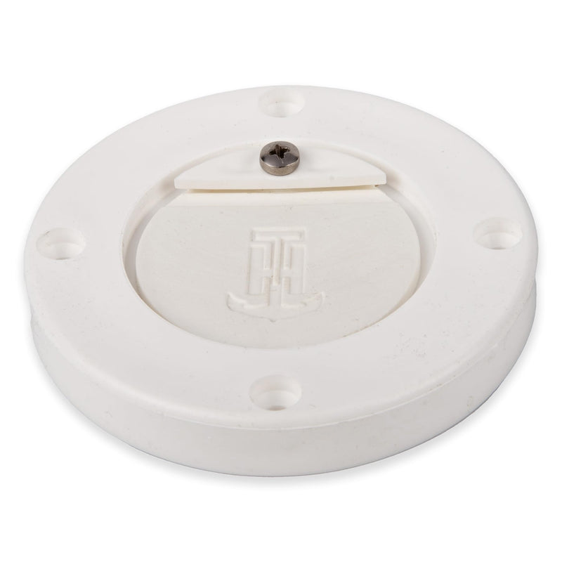 T-H Marine Scupper Valve Assembly Flush Mount - Flexible Thermo-Plastic Curl Proof Flapper for 1 to 1-1/4 Inch Drain Tubes or 1-1/2 Inch Thru Hull - Marine Deck Drainage - White