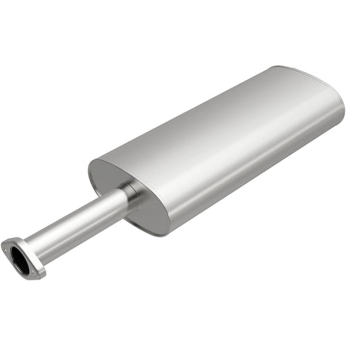 Replacement MagnaFlow Muffler 201-1411: 2.25"/2.25" Inlet/Outlet, Oval, Aluminized Steel