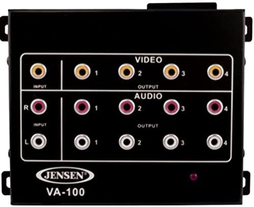 VA100 Jensen Audio/Video Distribution Amplifier, Can Connect The outputs of The VA100 to up to Four Screens or Video Monitors, Video Input Jack, Left/Right Audio Input Jacks, DC Input