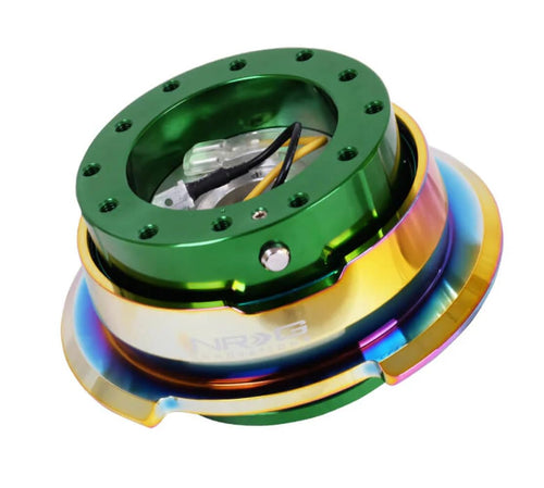 NRG Innovations GEN 2.8 NRG-SRK-280GN-MC Steering Wheel Quick Release Adapter, 6-Hole & 6x70 and 6x74mm Bolt Patterns Green Body/Neo Chrome Ring