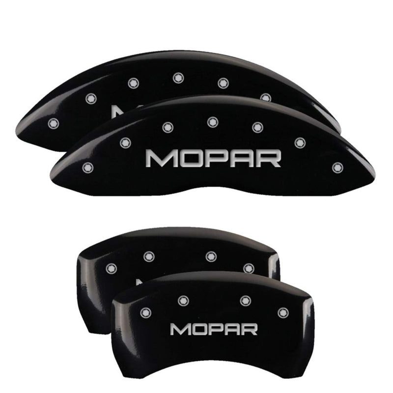 MGP 32025SMOPBK Caliper Covers Black Powder Coat Finish, Silver Characters, Set of 4