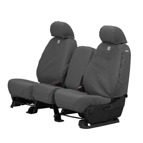 Covercraft Custom Seat Covers Carhartt SeatSaver | Fits 2015-2018 Ford F-150 | 1st Row 40/20/40 Bench Seat, Duck Weave Gravel