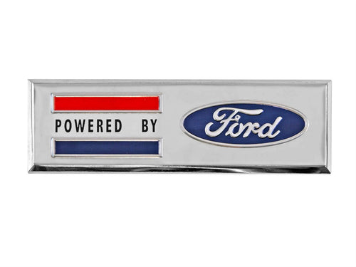 Chrome Scott Drake Powered by Ford Fender Emblem, Model S2MS-16228-A