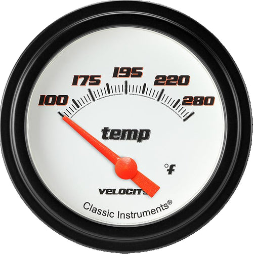 Velocity White Classic Instruments 2 5/8 in Water Temperature Gauge VS226WBLF-02 1/8