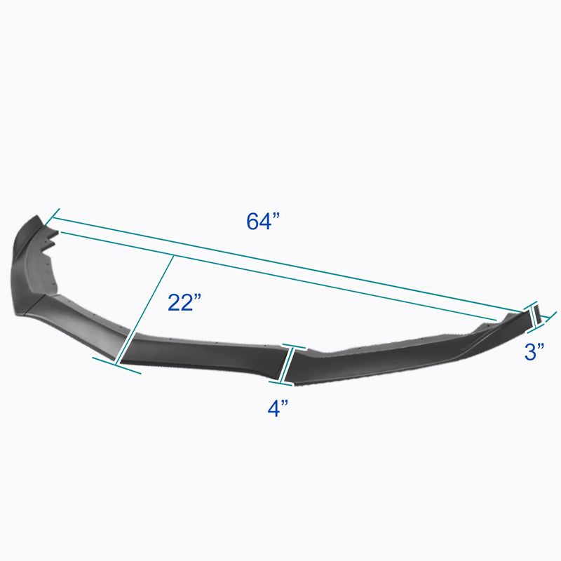 Matte Black PP Spec-D Tuning Front Bumper Lip Spoiler Splitter 3PC Compatible with 2015-2018 Cadillac ATS