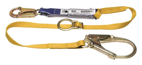6 Ft. Werner Decoil Tie-Back Single Leg Lanyard (Dcell Shock Pack 1 In Web Snaphook Rebar Hook)