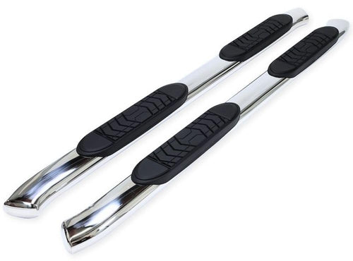 Nerf Bar TrailFX A7063S Fits Chevy Silverado 1500 Crew Cab 2007-2018 Oval 5 Inch Polished T304 Stainless Steel Side Step Running Boards No-Drill Install 300lb Capacity