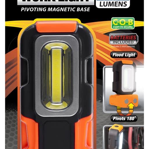 Performance Tool W2326 LED Worklight Heavy Duty 150 Lumen with Magnetic Base and Swivel Hook, Red Flasher, 2.5 Hour Runtime - Batteries Included