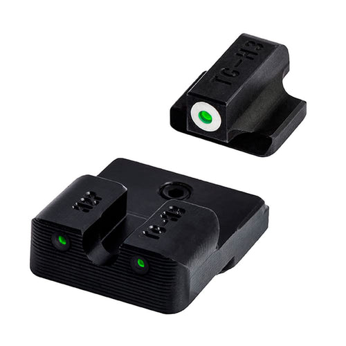Tritium Pro Night Sights TRUGLO, Compatible with H&K VP9, VP40, P30SK, P30L, 45, & 45 Tactical (Including Compact) | Glow-in-The-Dark Front & Rear Gun Sight Set with White Focus Lock Front Ring