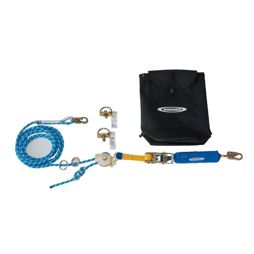 100 Ft Werner 2-Man Rope Horizontal Lifeline System D-Bolt Anchor Rachet Tensioner