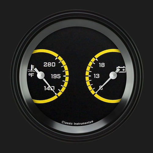 Classic Instruments Autocross AX74YBLF Yellow 3 3/8" Dual Gauge - Temp & Volt Gauge