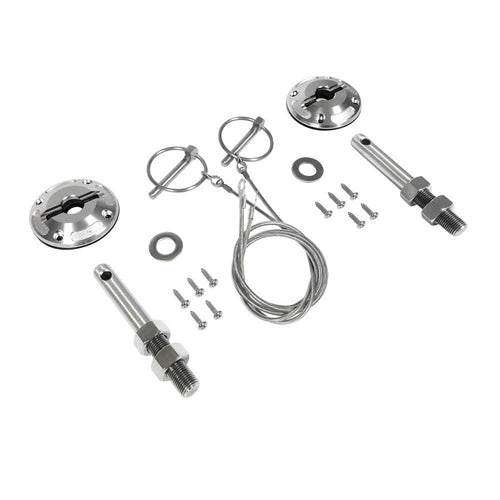 Muscle Cars Drake Stainless Steel Billet Aluminum Hood Pin Kit Compatible with 2015-2021 Ford Mustang, Model FR3Z-6316892-LM