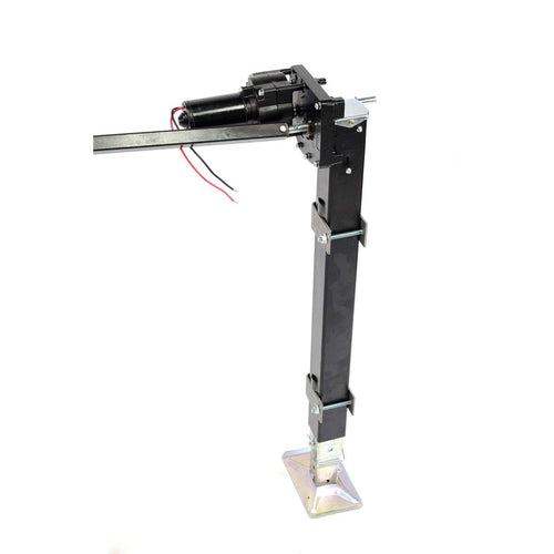 Lippert Universal-Mount Replacement Power 5th Wheel Landing Gear Kit - 6,000-Pound Capacity, 21" Stroke, Includes Legs, Foot Pads, Pins, Gears, Motors, Switch, Mounting Brackets, Crank Handle - 333964