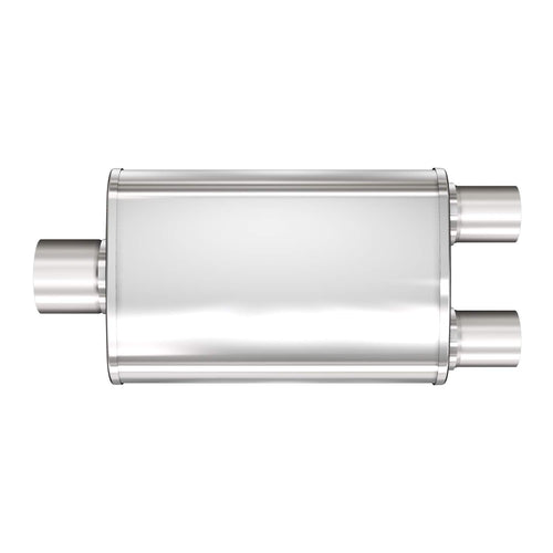 Performance MagnaFlow Exhaust Muffler 13288: 3"/2.5" Inlet/Outlet, 4x9x14" Oval, Stainless Steel, Satin Finish