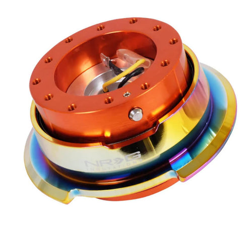 NRG Innovations GEN 2.8 NRG-SRK-280OR-MC Steering Wheel Quick Release Kit Adapter, 6-Hole & 6x70 and 6x74mm Bolt Patterns Orange Body/Neo Chrome Ring