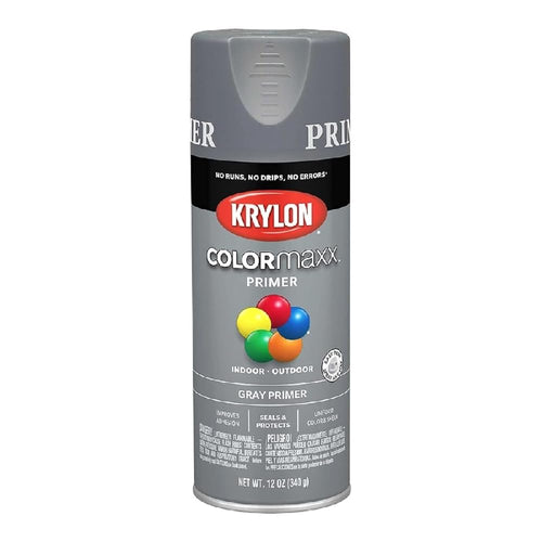 Krylon K05582007 Primer Spray Paint COLORmaxx for Indoor/Outdoor Use, Gray, 12 Ounce (Pack of 1)