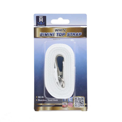 Top Bimini Strap 96" Long w/1 Stainless Clip - White - Pkgd.