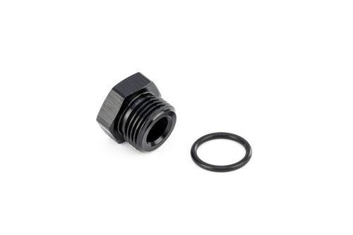 HPS AN814-16 ORB Thread Plug AN Fitting, Aluminum, Size: AN-16, Sealing Type: Port Thread with O Ring, Black