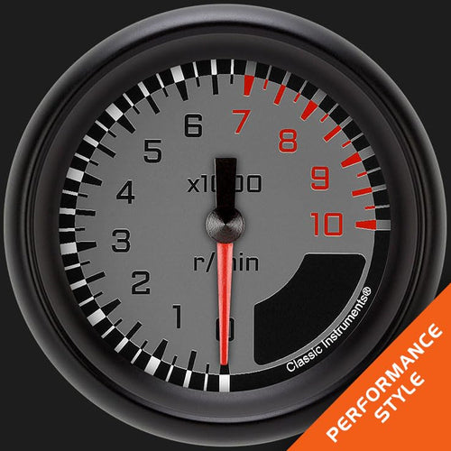 AX383GBPF Classic Instruments Gray 2 5/8" Autocross Tachometer Full Sweep