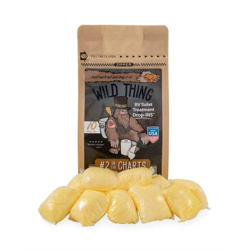 Camco 41472 RV Toilet Treatment Drop-Ins Wild Thing, #2 On The Charts - Provides a Smash Hit of Leather with a Sour Bass Note of Lemon - 10 per Bag