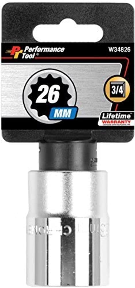 W34826 Performance Tool 3/4-Inch Drive 12-Point Standard Socket 26mm