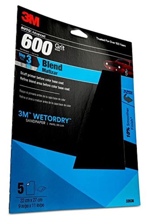 3M - Wetordry Paper Sheets 9X 11 P600 5/Pk 10Pk/Cs (32036)