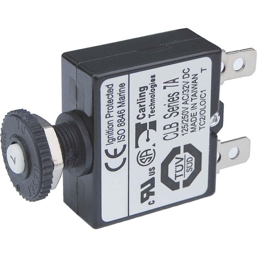 7053 Blue Sea 7A Push Button Thermal With Quick Connect Terminals