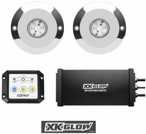 48W RGB Underwater Light Kit 2pc Smartphone App for Boat Marine Wake Transom Light