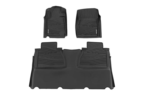 Flex-Fit Rough Country All Weather Floor Mats for Toyota Tundra (2014-2021) Double Cab - Non-Slip TPE Rubber Mat, Waterproof, Front & Rear Set