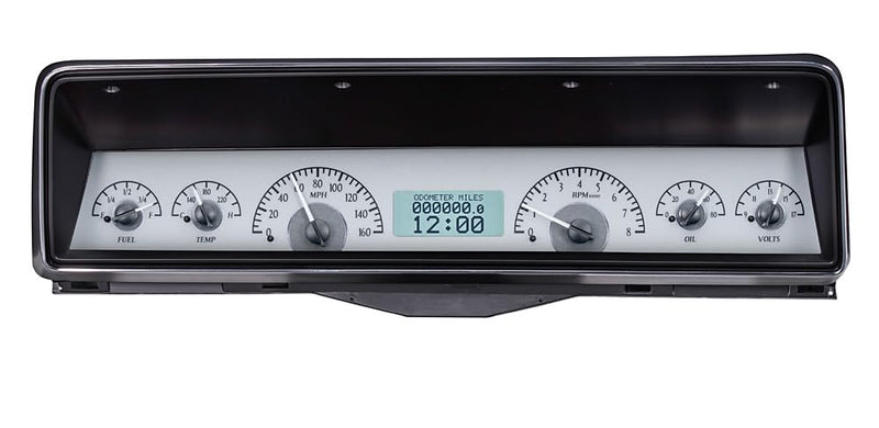 Dakota Digital VHX-66C-NOV-S-W Analog Dash Gauge System Compatible with 1966-67 Chevy Nova Silver Alloy Style White Backlighting