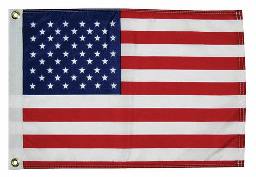 50 Star U.S. Flag for Boats, Taylor Made, 12" x 18", Brass Grommets, Water Repellent 200 Denier Nylon, American Made, Reinforced Heading - 2020109156