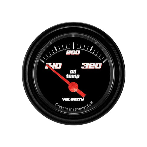 Velocity Black Classic Instruments 2-1/8" Oil Temperature Gauge VS28BBLF