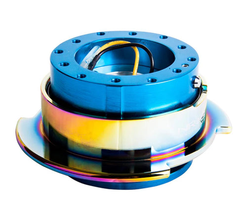 NRG Innovations GEN 2.5 NRG-SRK-250NB-MC Steering Wheel Quick Release Adapter, 6-Hole & 6x70 and 6x74mm Bolt Patterns/New Blue Body/Neo Chrome Ring