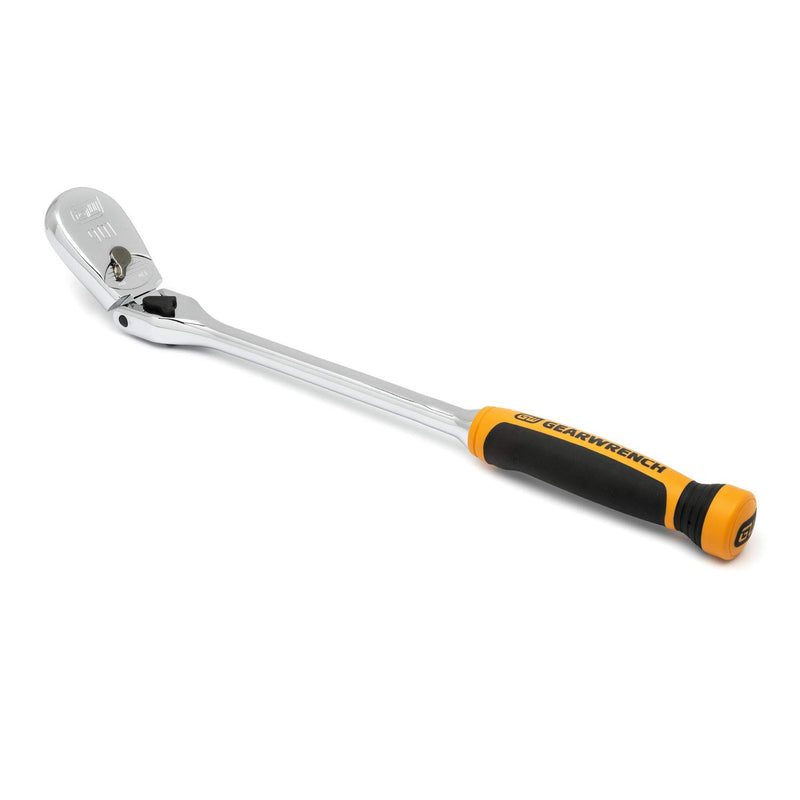 GEARWRENCH 90 Tooth 1/2" Drive Dual Material Locking Flex Head Teardrop Ratchet 17" - 81371T, Multi, One Size