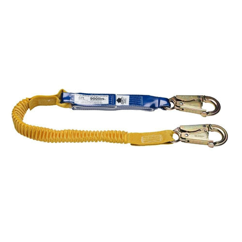 C341100 Werner 6-Foot DeCoil Stretch Single Leg Lanyard (Dcell Shock Pack, Elastic Web, Snap Hook), 1per Pack Yellow and blue