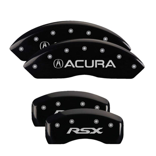 MGP Caliper Covers Black Powder Coat Finish 39005SRSXBK Engraved Caliper Cover with Silver Characters, Set of 4 "Acura/RSX"