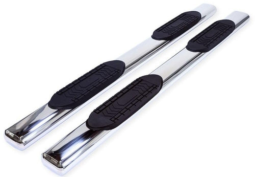 A8212S TrailFX Truck Running Boards Fits Ford F-250 Super Duty Crew Cab 1999-2016 Oval 6 Inch Straight Side Bars with Step Pads, Polished Stainless Steel, Welded End Caps, Rocker Panel Mount