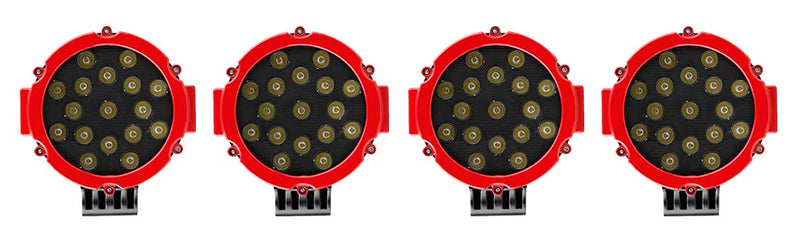 Classic Black Horse Roll Bar Incl. Pair of 7.0" Dia. LED Lights w/Red Trim Rings Compatible with 2020-2024 Jeep Gladiator-RB09BK-PLR