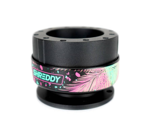NRG Innovations Steering Wheel Gen 2.0 Quick Release Adapter 6-HOLE with Mounting Bolts, Quick Release - Black Body/Black ring with Shreddy Collab Version 2, NRG-SRK-200BK-SDY2
